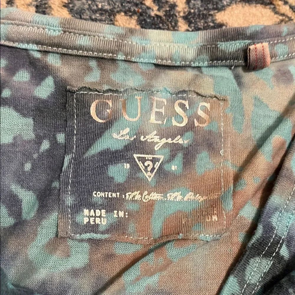 Guess Y2K Blue Patterned Design Pullover Racerback Top Bohemian - Picture 8 of 9